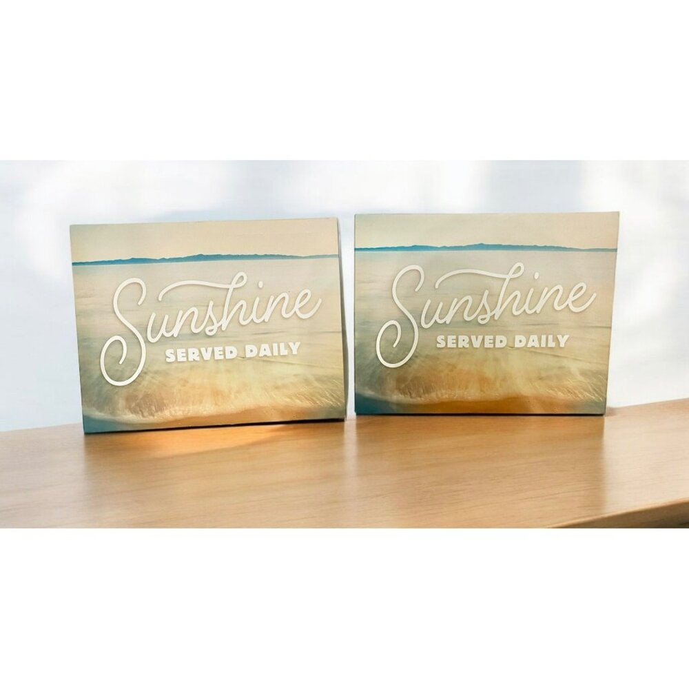 Sunshine Served Daily Canvas Wall Art Hallmark Decor 14X11 Beach Ocean Theme Set